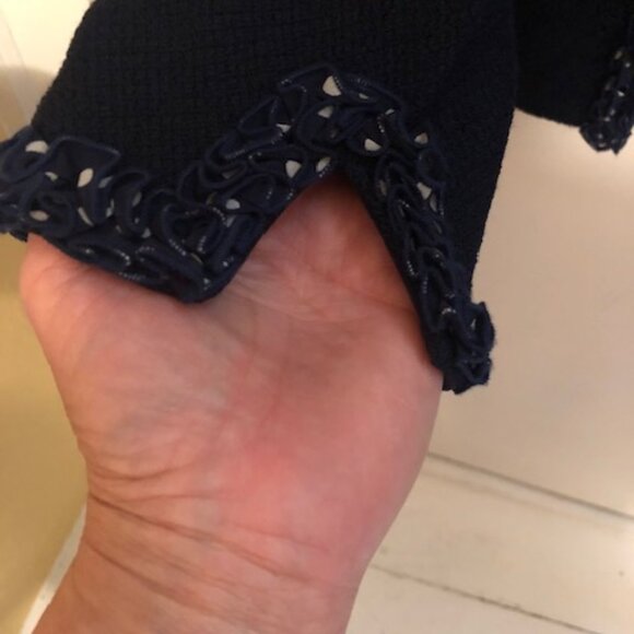 GORGEOUS St. John Navy Jacket; Ruffle; Size 10; Pre-Owned; Excellent Condition - Picture 3 of 15
